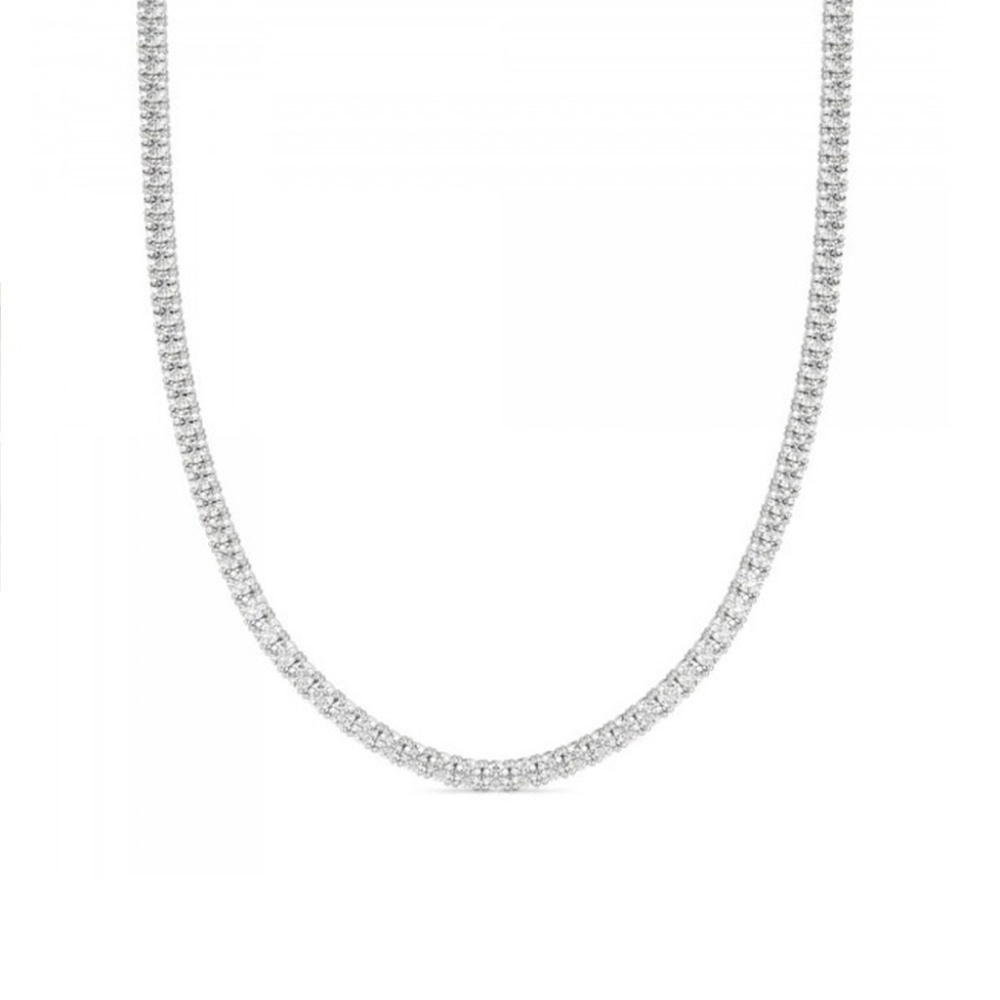 Round Cut Tennis Necklace with White Stones // 3mm - Picture 3 of 3